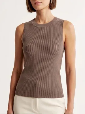 Abercrombie & Fitch Ribbed Sweater Tank Top Size XS Knit Brown Taupe Fall winter thumbnail 1