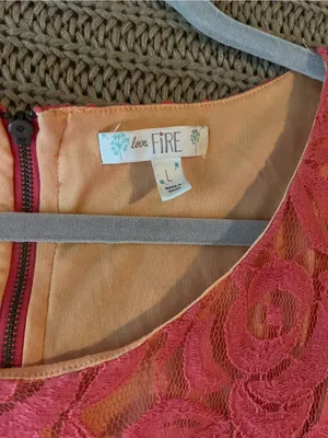 love, Fire Pink Lace Fit-and-Flare Midi Dress thumbnail 2