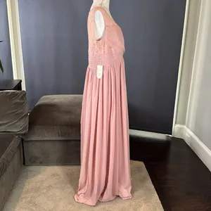 Women’s Pink Chiffon Full Length Mother of Bride Bridesmaid Formal Dress 16 NWT thumbnail 3