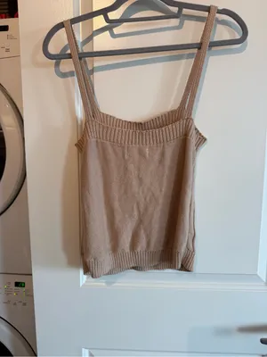 Anthropologie Taupe Cable-Knit Square Neck Tank thumbnail 4