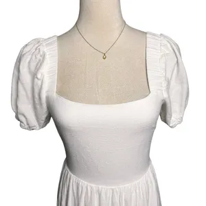 Sadie & Sage White Cottagecore Puff Sleeve Tie‎ Back Midi Dress Boho Prairie S thumbnail 5