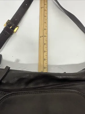 Women's Dark Brown Leather Shoulder Bag with Gold Accents thumbnail 9