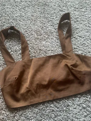 Le Lis Brown Satin Crop Top with Wide Straps thumbnail 1