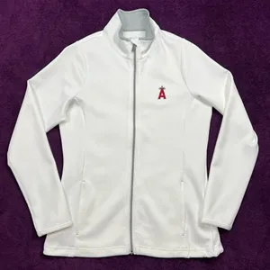 Antigua‎ Women's MLB Los Angeles Angels White Full Zip Leader Jacket Size Small thumbnail 1