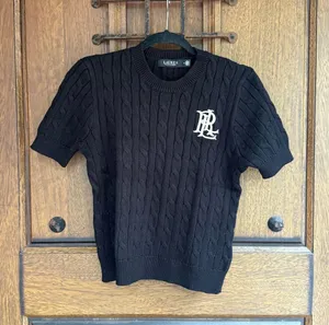 Ralph Lauren Black Cable-Knit Crewneck Sweater Size M thumbnail 1