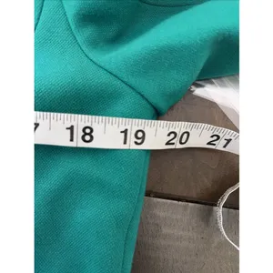 Talbots Aberdeen Knit Blazer Womens Size 10 Green Navy Trim Career Cotton Blend thumbnail 8