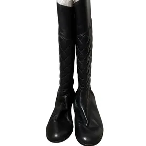 Corso Como Santona Quilted Riding Boots Sz 8 Black Leather‎ Zip Up Knee High thumbnail 4