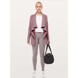 Lululemon Women Coast Easy Wrap Jacket Sz‎ 8 French Terry Heathered Misty Merlot thumbnail 2