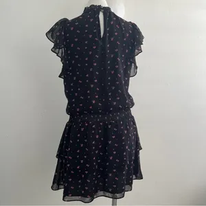 NEW ANTHROPOLOGIE Floral mini Dress MEDIUM Smocked-Neck Flutter-Sleeve Bohemian thumbnail 7