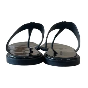 Tory‎ Burch Emmy Patent Leather Sandals Black Glossy Logo Thong Slides 9.5 thumbnail 4