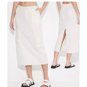 Wild Fable Beige Cargo Midi Skirt XXS Utility Pocket Back Slit thumbnail 3