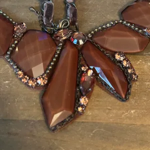 Brown asymmetrical stones woven statement bib necklace thumbnail 3