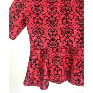 Ultraflirt Red Black Damask Peplum Top Women's Size M‎ Y2K Pinup Whimsigoth thumbnail 10