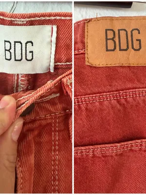 BDG Urban Outfitters Split Hem Jeans Women 24 Rust Red Straight Leg 100% Cotton thumbnail 4