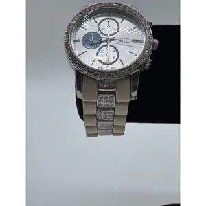 BKE Silver Tone Rhinestone Chronograph Watch Japan Movt Needs Battery‎ thumbnail 6