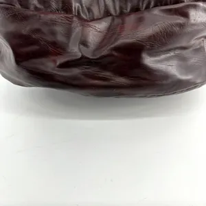 Vintage Leather Hobo Bag USA Purse Shoulder Zip Pocket Knot Burgundy Red OS thumbnail 9