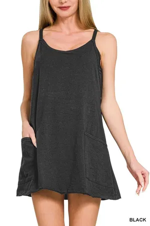 Nib Zenana Relaxed Mini Dress With Built-In Romper Liner Black Size Medium thumbnail 1