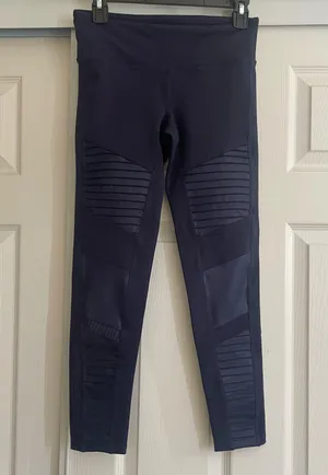 Alo yoga navy blue mesh moto leggings size small thumbnail 3