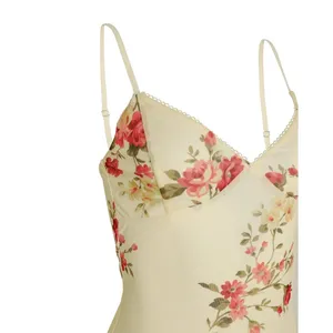 Women's Yellow Floral Sleeveless Cami Camisole Maxi Bodycon Slip Tank Dress Sz S thumbnail 9