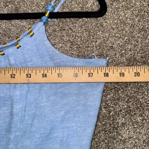 Calypso St Barth Maxi Dress Women 4 Light Blue Excellent Linen Gold Bead Pocket thumbnail 5