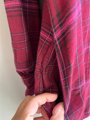 GAP Burgundy Plaid Flannel Long-Sleeve Shirt Dress Size M Fall thumbnail 7