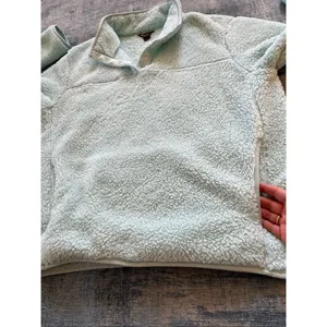 Eddie Bauer Light Aqua Blue Fleece 1/4 Snap Mock Neck Pullover Women's XL thumbnail 3