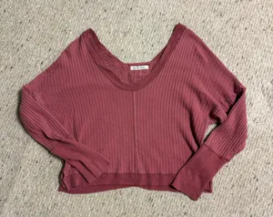 Free People We The Free New Magic Waffle Knit Thermal Long Sleeve Top in Cowboy Size Large thumbnail 6