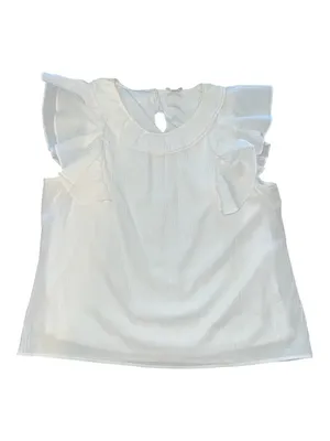 Woman's Versona White Blouse Top with Ruffled Sleeves Lined Stretchy Size Large thumbnail 5