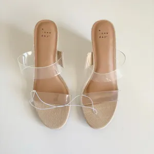 A New Day Ansel Clear PVC Double Band Open Toe Wedge Sandals Women's 9.5 NWT thumbnail 2