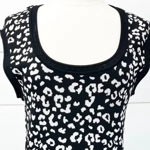 Rebecca Taylor Womens Knit Dress Large Leopard Animal Print Mob Wife Bold‎ Glam thumbnail 3