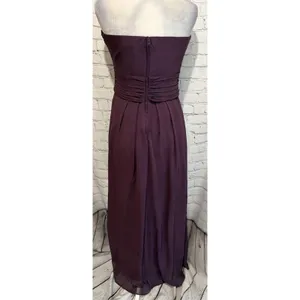 David’s Bridal Strapless Long Chiffon Bridesmaid Prom Party Dress Plum Size 10 thumbnail 6