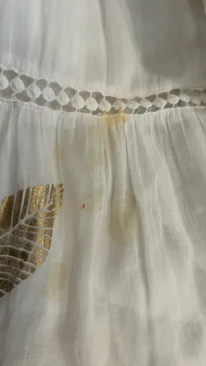 White And Gold Feather Pattern Maxi Dress thumbnail 4