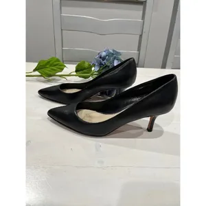Elie Tahari Black Leather Pointed Toe Stiletto Heel Pumps Size 38‎ thumbnail 5