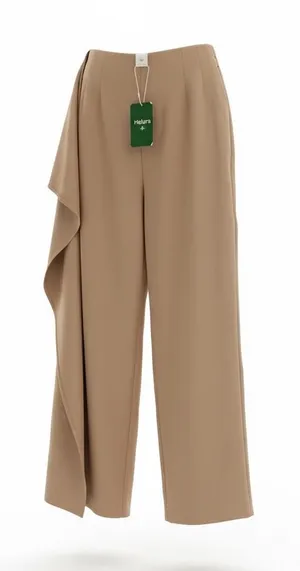 Halara Tan Asymmetrical Ruffle Wide Leg Trousers Pants Small Petite NWT 8YZ5V thumbnail 1