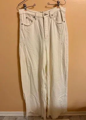 Free People Old West Slouchy Jeans in White thumbnail 5