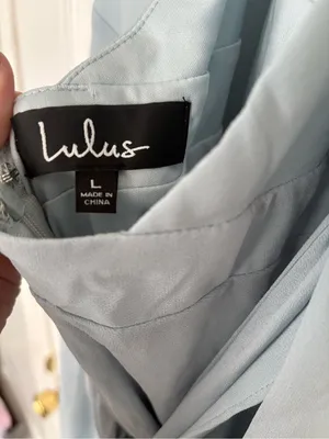 Lulus Light Blue Halter Maxi Dress Elegant Chiffon Flowy Gown Size L thumbnail 9