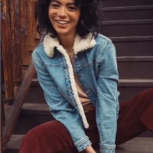 NWT Celebrity Pink XSMALL Blue Denim jean and sherpa Retro Y2K jacket coat thumbnail 3