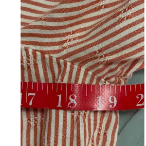 Madewell Striped Button Front Balloon‎ Sleeve Crop Top Orange White L thumbnail 5