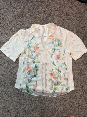 Anthropologie TINY Eliana Embroidered Floral Top Ivory Small NWT thumbnail 6