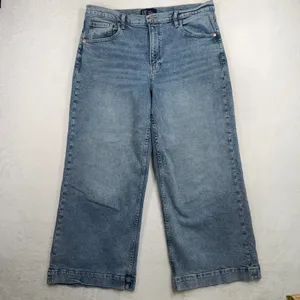 Gap 16 33 Wide Leg Jeans Light Wash High Rise Cropped Denim Casual 5-Pocket thumbnail 3