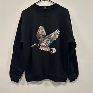 Gildan Duck hunting sweatshirt! Glitter sequin mallard duck sweater size medium thumbnail 3