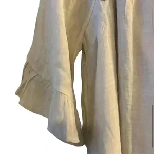 Naif‎ Crinkle 3/4 Sleeve Ruffle cottagecore boho Shift Dress- Beige/off-white M thumbnail 10