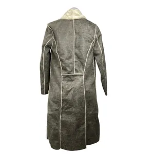 Anthropologie Amadi Camilla Gray Faux Suede Sherpa Long Sleeve Coat Jacket XS thumbnail 2