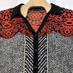 Soft Surroundings Shirt Womens Size Large Pearl Snap Black White Orange V‎ Neck thumbnail 2