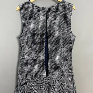 Eliza J. Women Dress 16 Navy Blue White Plaid V-Neck‎ Fit and Flare Sleeveless thumbnail 12