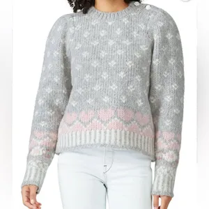 LoveShackFancy Rosie Pointelle Grey/GrayAlpaca Wool Pullover Sweater (S) thumbnail 3