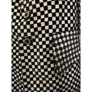 Rik Villa XS 2 Jacket Coat Checkerboard Black White Fur Collar Check Plaid Artsy thumbnail 8