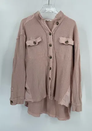 Oil and Hali light pink waffle pink shacket size s / m thumbnail 1