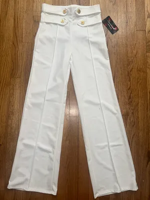 Sensational Collection White High-Waist Sailor Style Wide Leg Pants Large NWT thumbnail 1