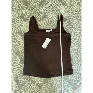 Lou & Grey Brown Minimalist Knit Top size XS Square‎ Neck Office Chic Mocha NEW thumbnail 5